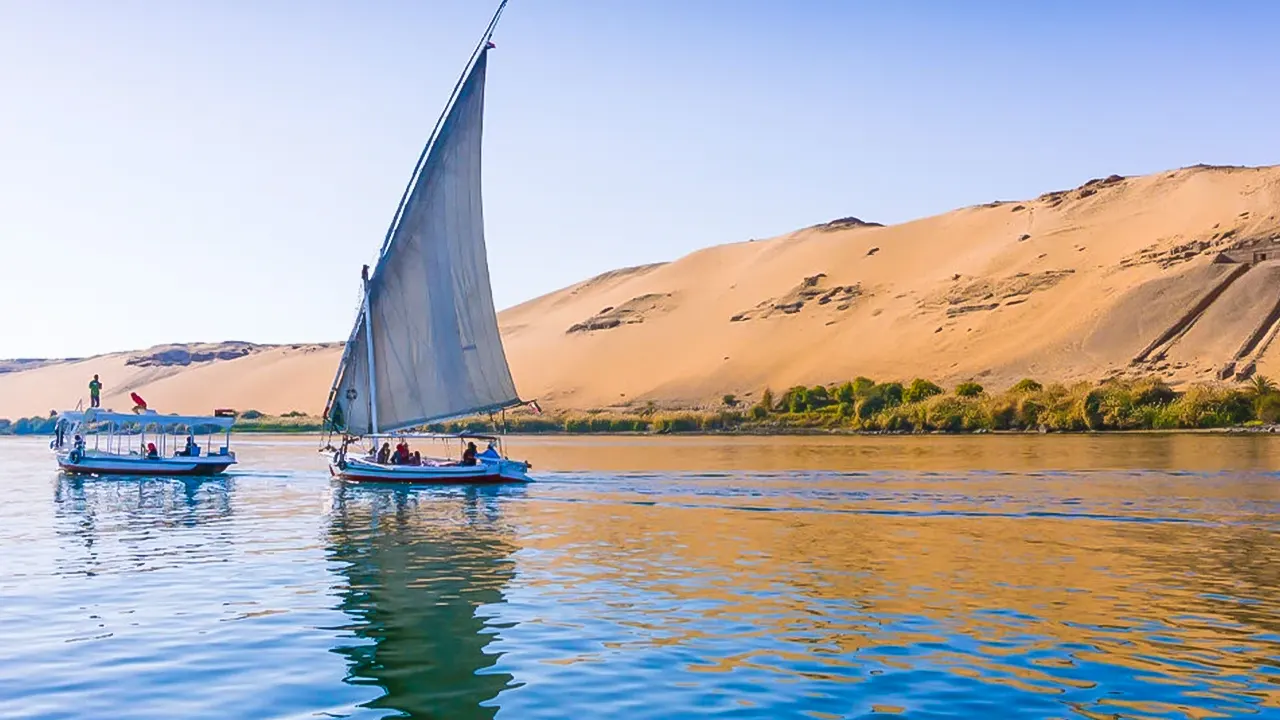 Riding a felucca on the Nile with an Egyptian meal