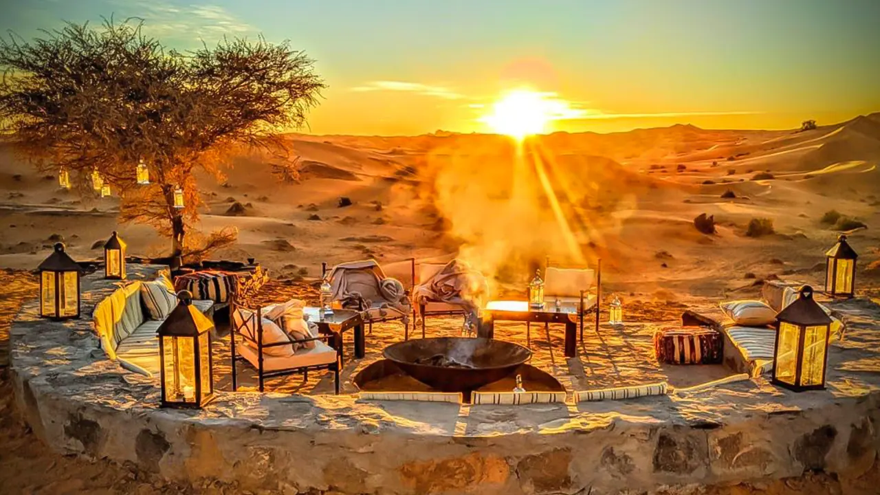 Agafai desert dinner with a camel ride at sunset